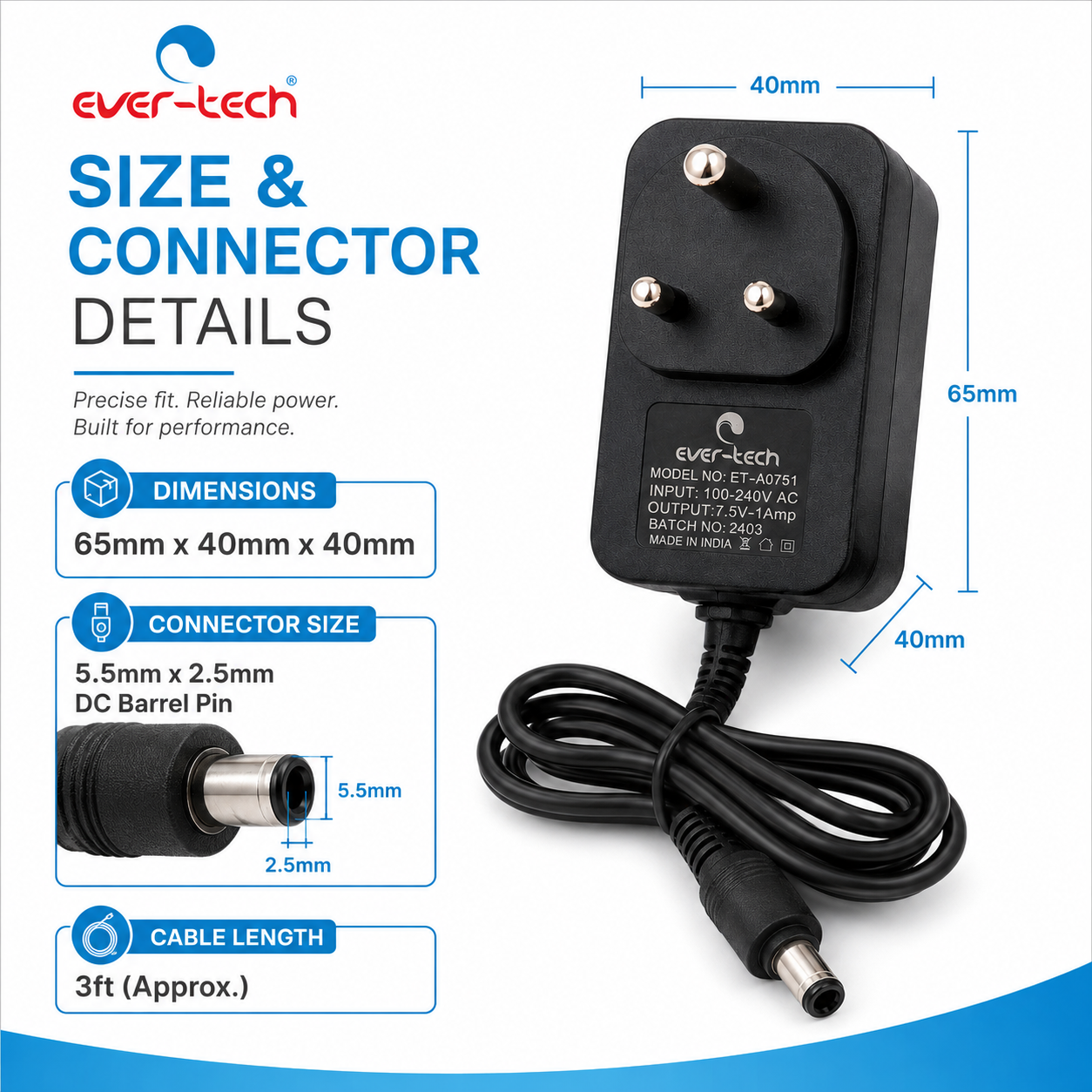 AC/DC Adapter (ET-A0751) - Image 3