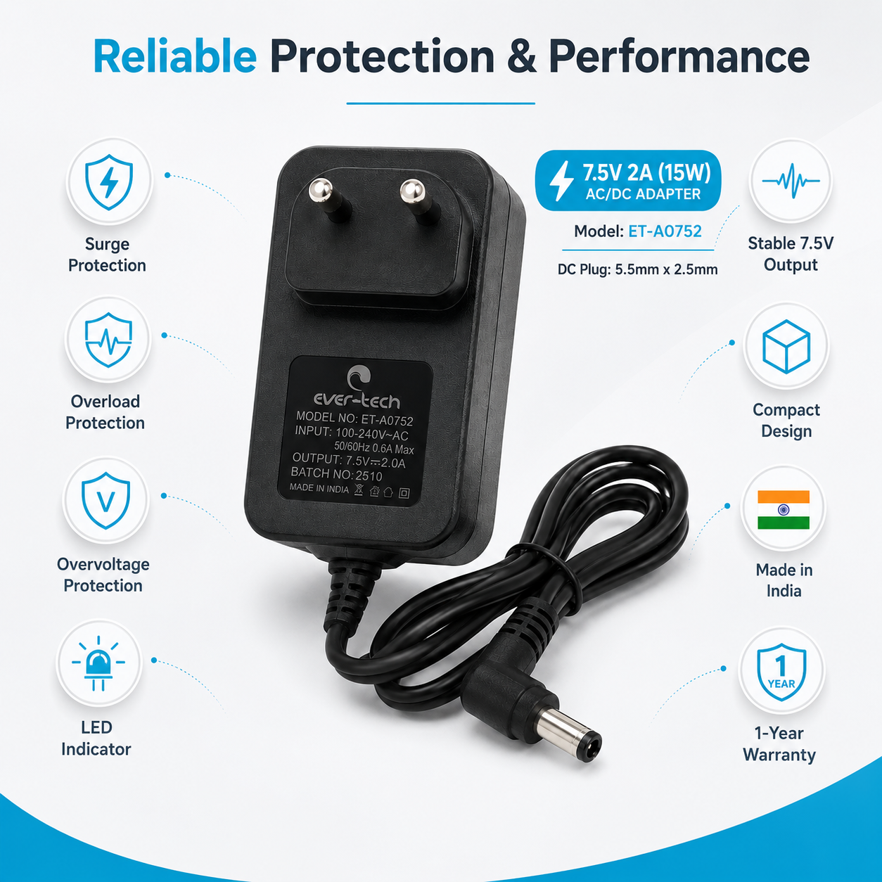 AC/DC Adapter (ET-A0752) - Image 2