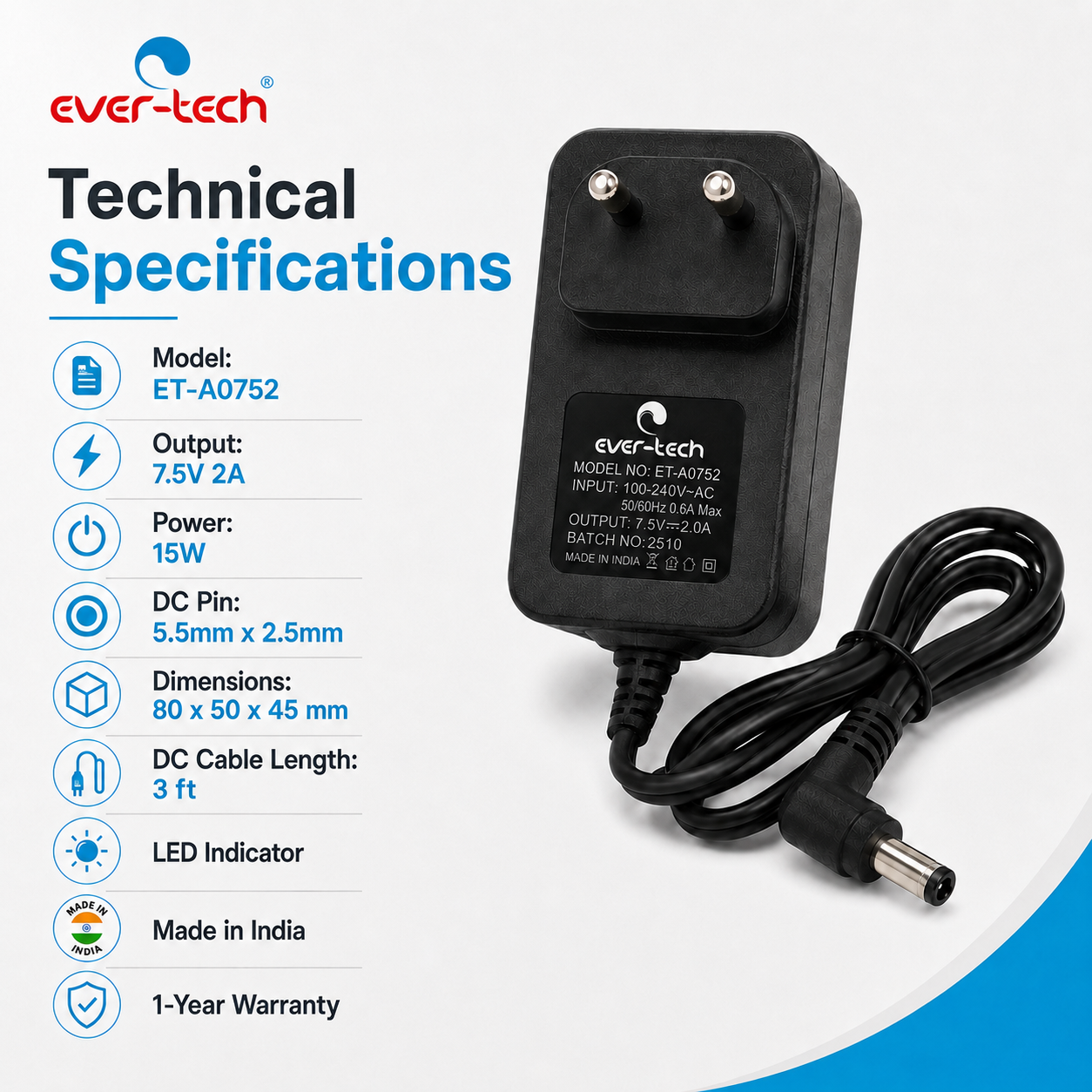 AC/DC Adapter (ET-A0752) - Image 5